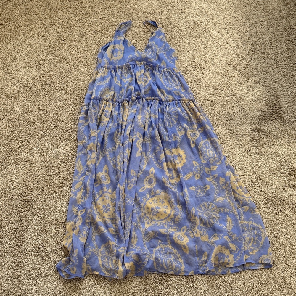 Free People Purple and Tan Floral Maxi Dress